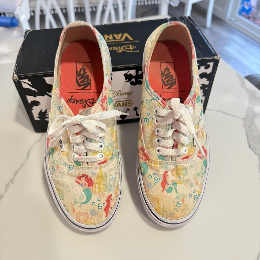 Vans White Low-Top Sneakers with Multicolor Mermaid Print - Picture 7 of 9